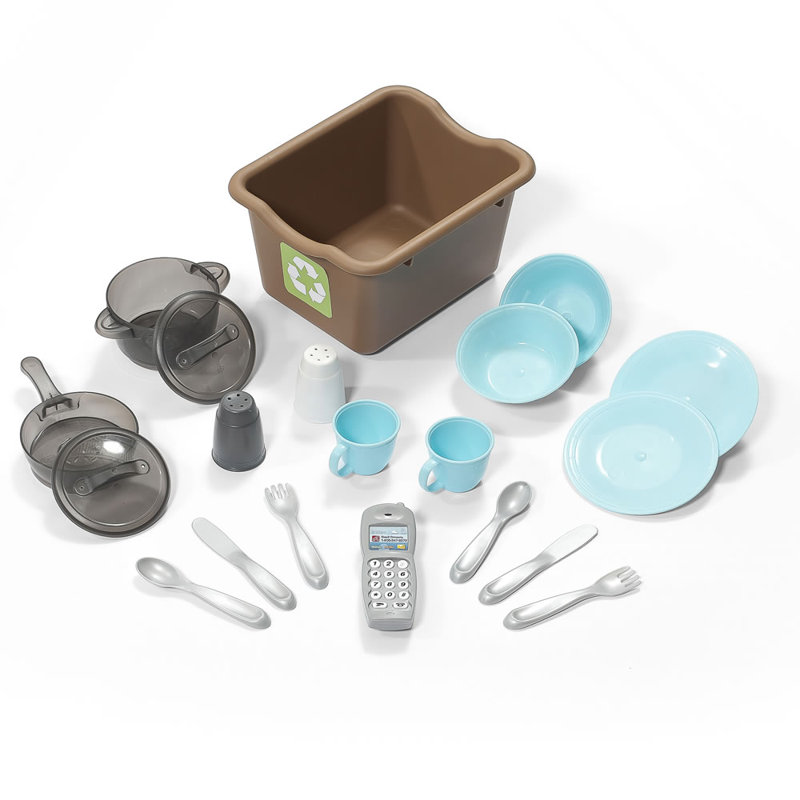 Interactive Tan and White Kids Kitchen Playset with Accessories