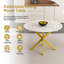 Table à manger ronde moderne et simple avec pales extensibles, base en acier au carbone en X, robuste et durable, convenant aux restaurants, petits appartements et cuisines (peut accueillir 4 à 6 personnes)