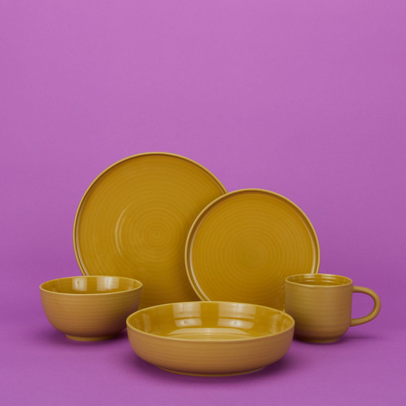 Essential Dinnerware Stoneware Salad/Dessert Plate, Mustard