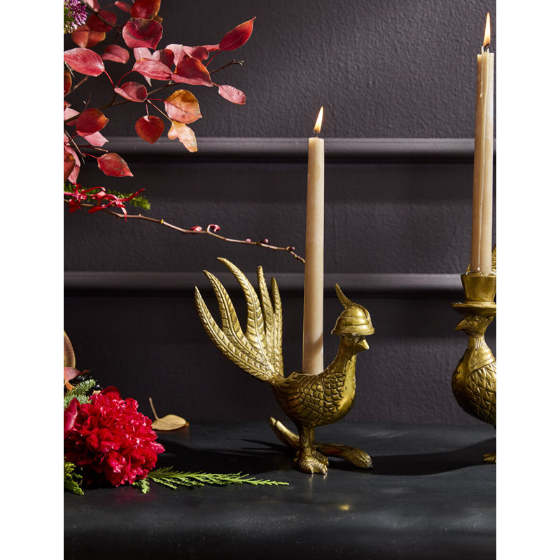 E+E Pheasant Candlestick, 8.25"x 4.25"x 8.25"