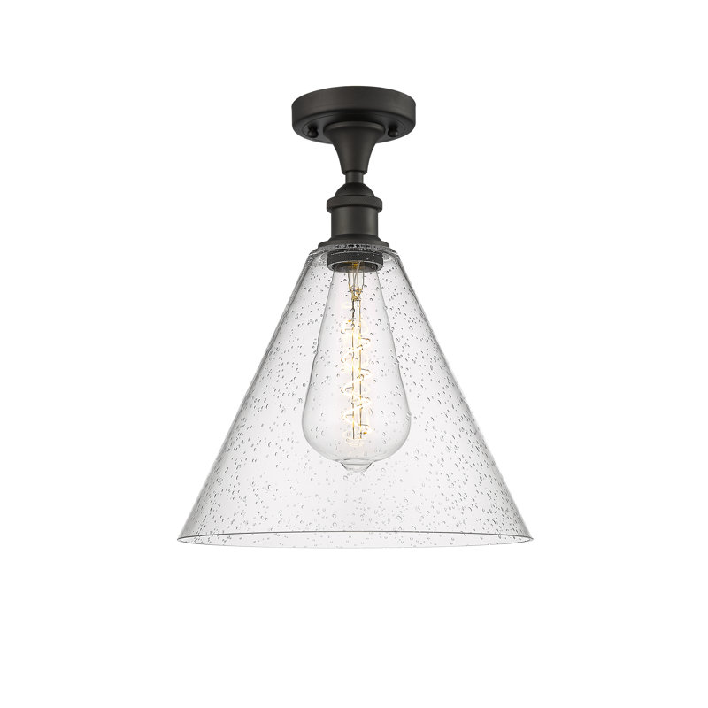 Andilynn Glass Semi Flush Mount, 14.75" H x 12" W x 12" D, Oil Rubbed Bronze