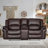 Manual Reclining Faux Leather Sofa Set: 3-Seater with Dual Recliners & 2-Seater with Center Console, Adjustable 90°-160°, Brown-116975484