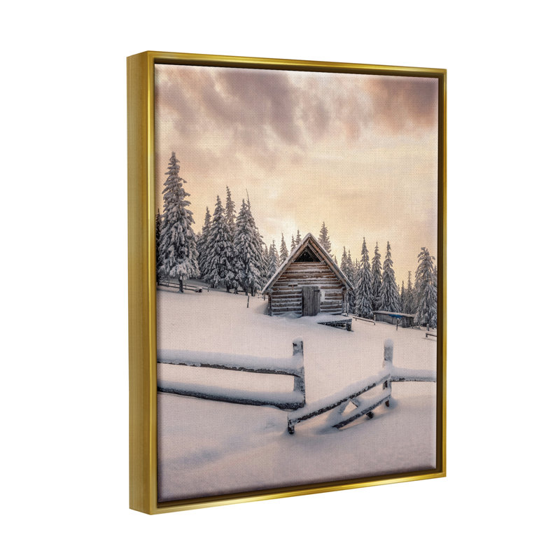 Maison de campagne d'hiver par Incado, H 21 po x l 17 po x P 1,7 po, Cadre flottant métallique doré