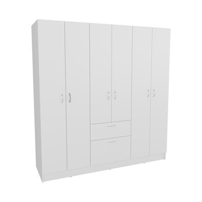 Six Doors Armoire, Seven Interior Shelves, One Drawer, Rod