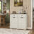 Farmhouse Double Tilt Out Trash Cabinet for 20 Gallon Trash Cans, Free Standing Recycling Cabinet with Hideaway Drawer, Barn Door Style Laundry Sorter Cabinet, Tilt Out Trash Cabinet for Kitchen-135996348