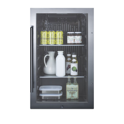 Summit Appliance 19'' W 110 Cans (12 oz.) 3.13 Cubic Feet Outdoor Rated Beverage Cooler with Reversible Glass Door