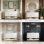 Meuble-lavabo mural de 122 cm avec lavabo en SMC et tablette ouverte, armoire de rangement sans poignées en MDF peint (blanc)