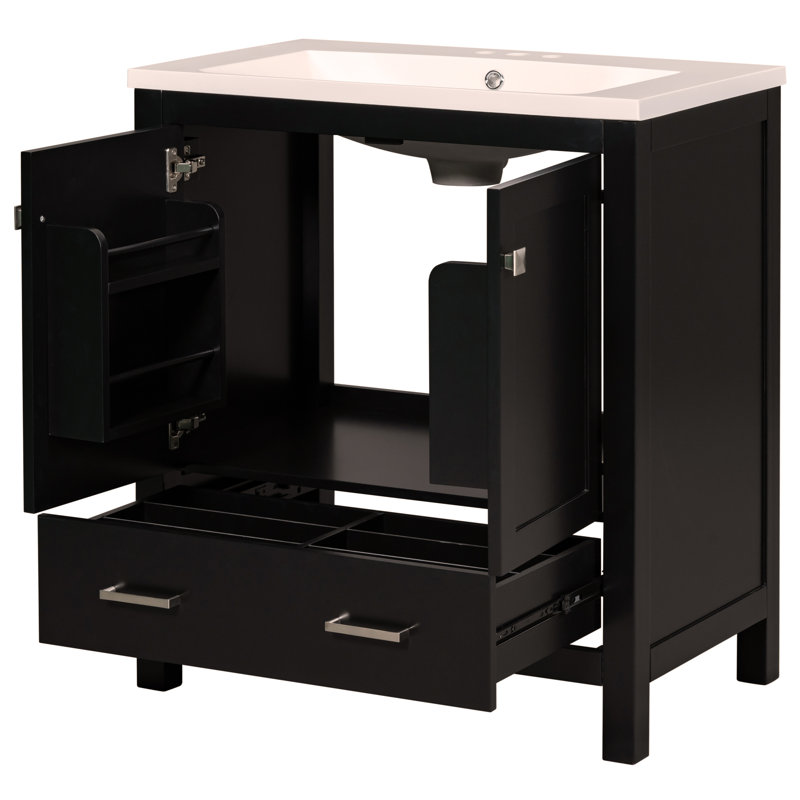 Meuble-lavabo de 30 po avec lavabo simple, meuble-lavabo sous comptoir, armoire de rangement avec 2 portes et tiroir