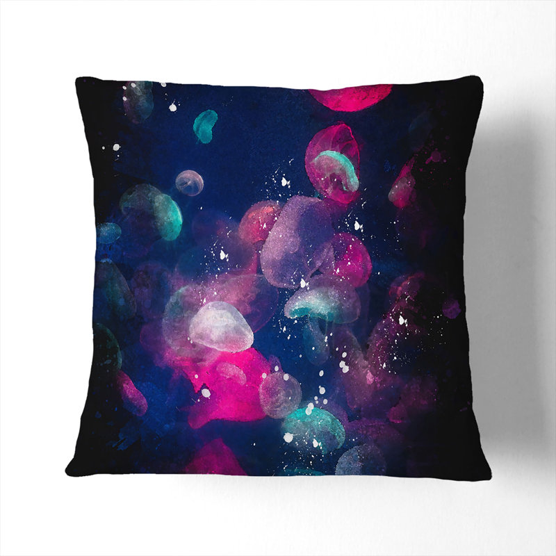 Many Jellyfish Paint Splash Cushion with Filling, 40cm H x 40cm W x 15cm D