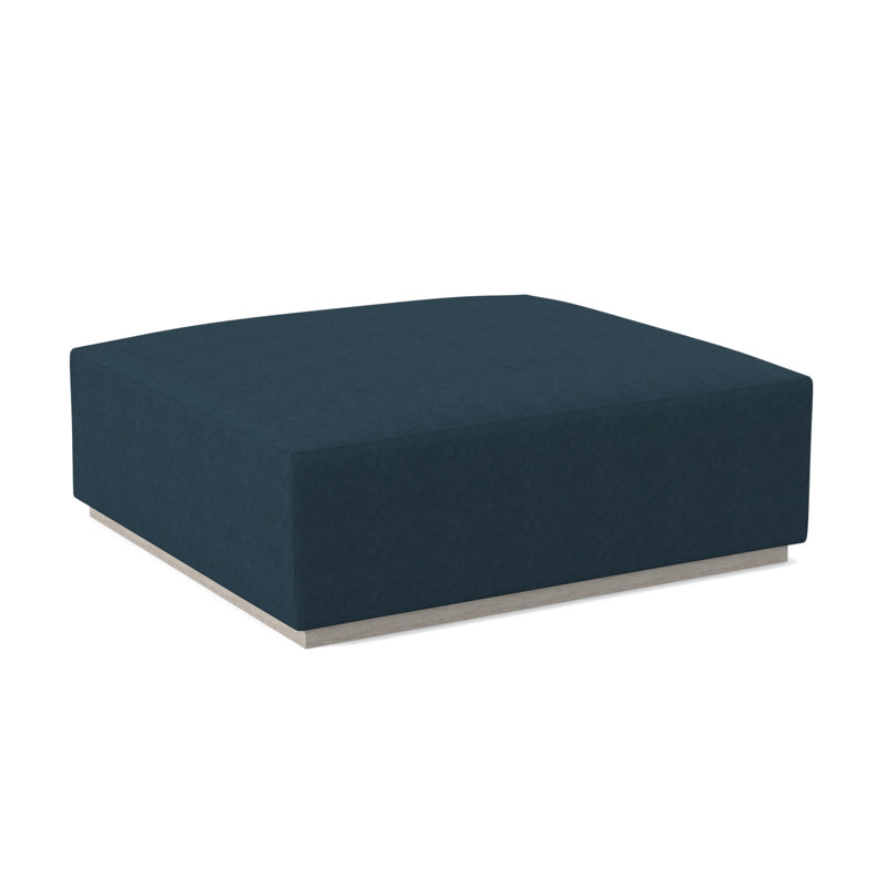 Club Upholstered Ottoman, Bisque, Margaret Lagoon Polyester Blend
