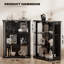 Vitrine arrondie avec porte en verre, vitrine à 3 niveaux avec 3 lumières colorées pour objets de collection, vitrine en verre avec surface transparente, capteur de corps humain, noir-896412754