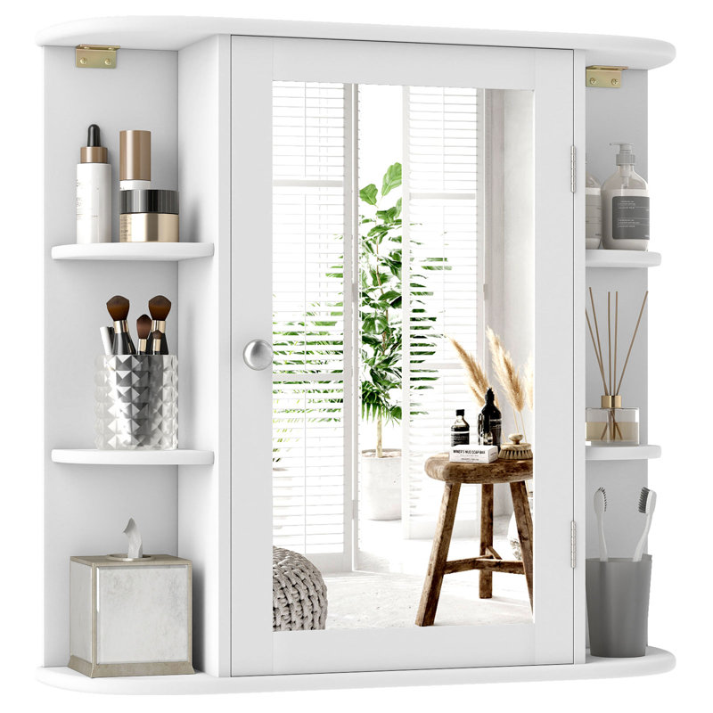 Armoire à pharmacie à 1 porte avec 6 tablettes à fixation en surface Jeaniène