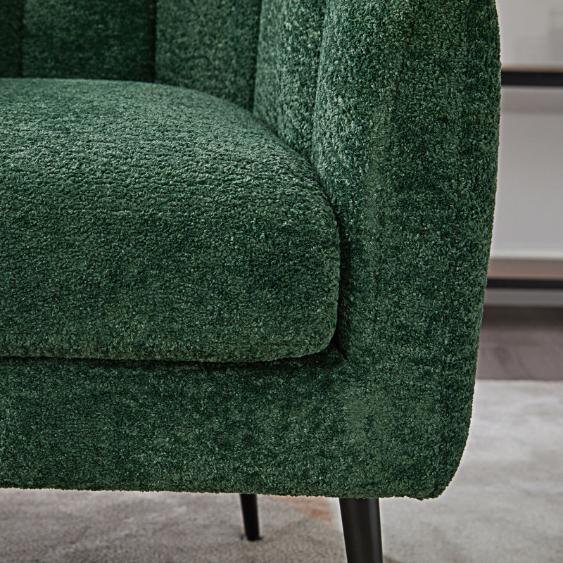 Chaise d'appoint rembourrée demi-tonneau, Vert