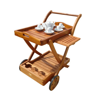 Afrin Dakota Fields Bar Cart with Solid Wood Outer Material