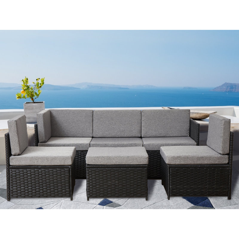 VanGogh 6 - Person Patio Conversation Set with Cushions, Black/Gray