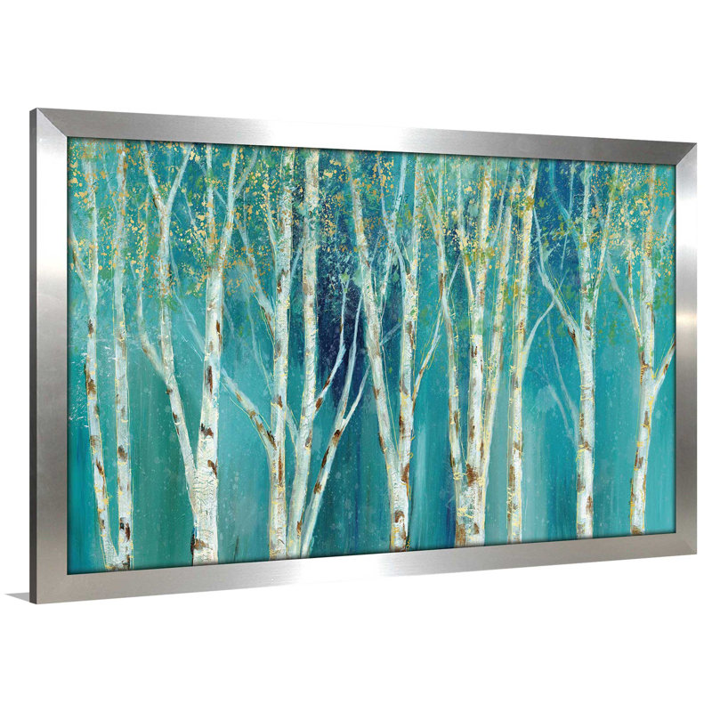 «Birch», reproduction de peinture acrylique, H 21,5 po x l 27,5 po x P 0,75 po, Encadrement argenté