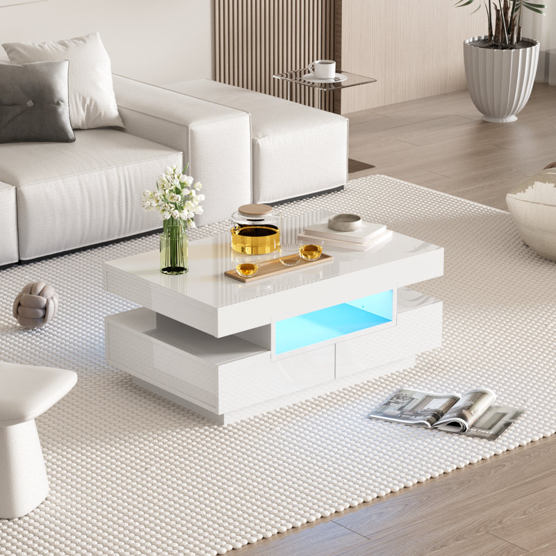 Coffee Table with Storage, White