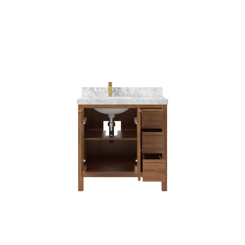 Teck Elizabeth 36 po X P 22 po De salle de bain Perle , Marbre de Carrare