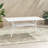 Outdoor Rectangular Cast Aluminum Table - Floral Touch, Umbrella Accommodation Hole, 65.82" W X 36.83" D 29.47" H, White Rectangular, Captivating Ornament, Insert, 67"X37.5"X29.47",-899994716