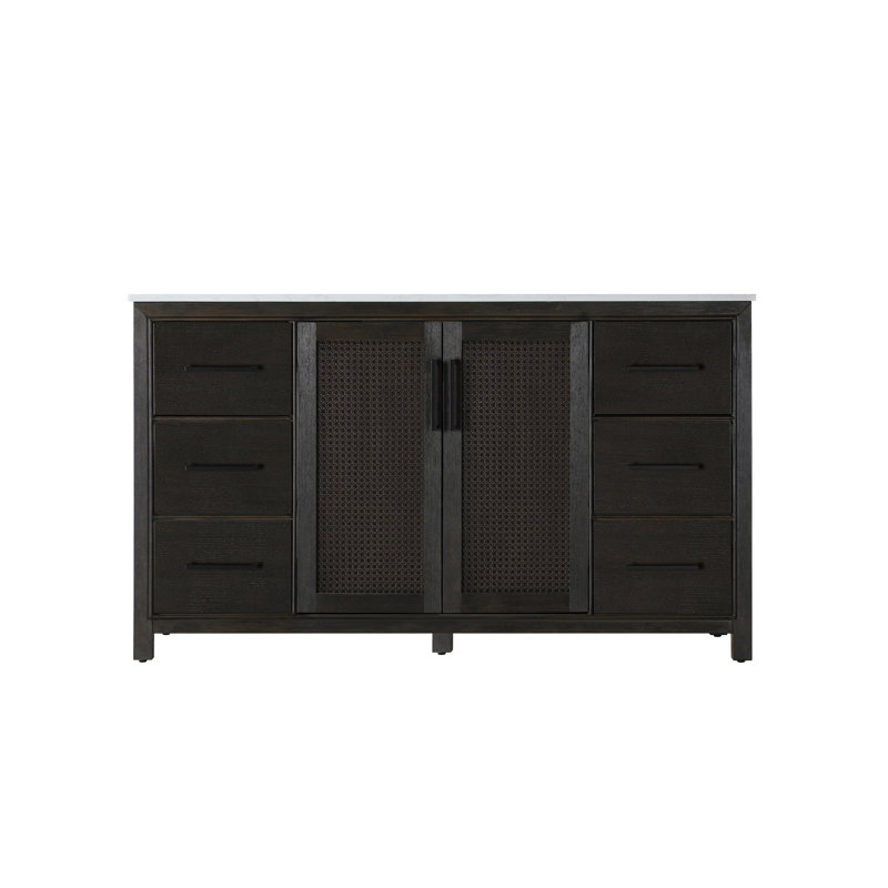 Meuble-lavabo simple 60 po, Chêne chocolat