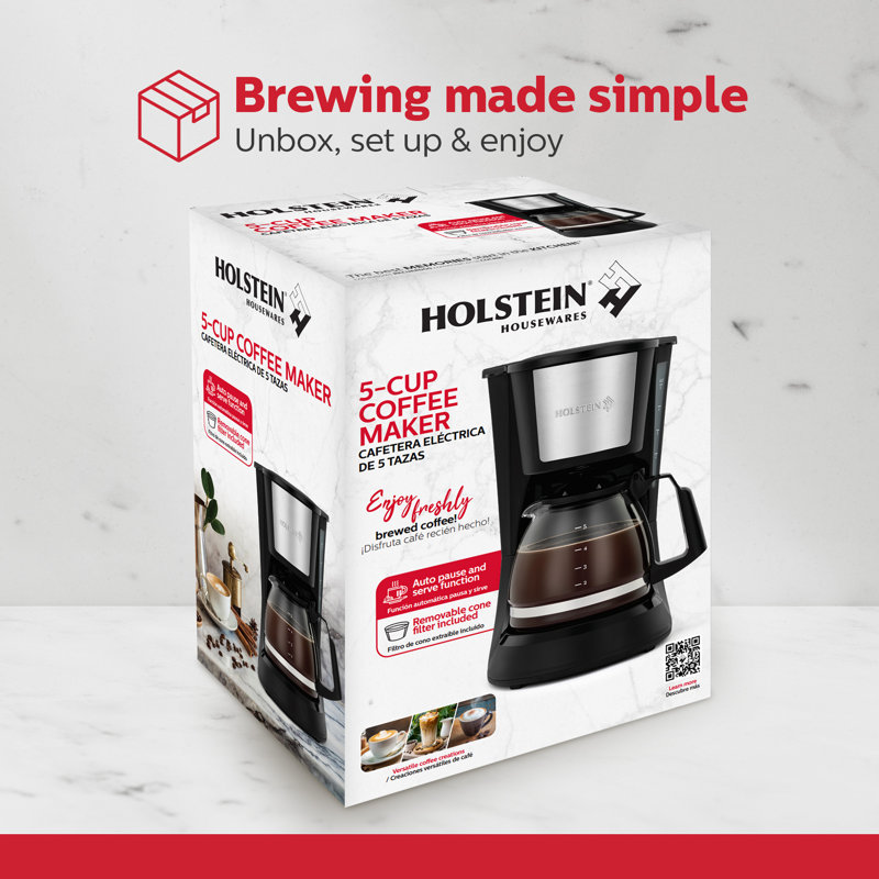 Cafetière 5 tasses Holstein Housewares, Noir