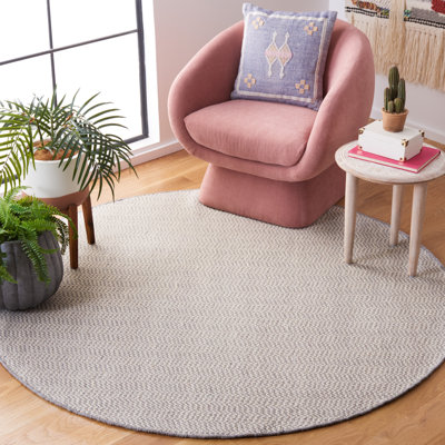 Tapis en coton / laine tissé à la main Vermont en ivoire / gris