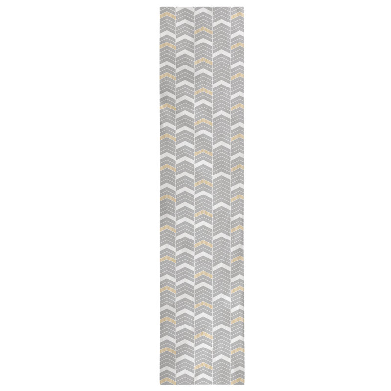 Chemin de table Festive Hol, L 90 po x l 16 po, Gris / Or, Mélange de coton