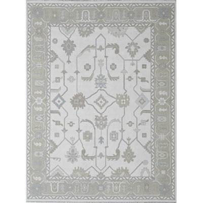 Pearl Hand Knotted Wool Geometric Area Rug