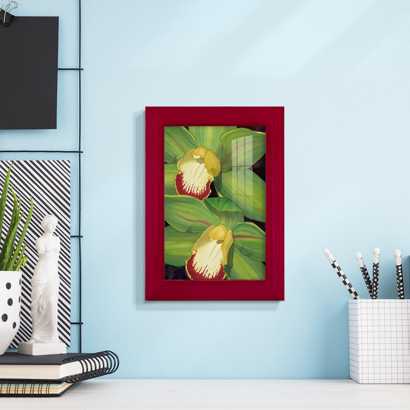 Lime orchidée I - reproduction de cadre photo simple, Rouge, H 6 po x l 4 po x P 1 po
