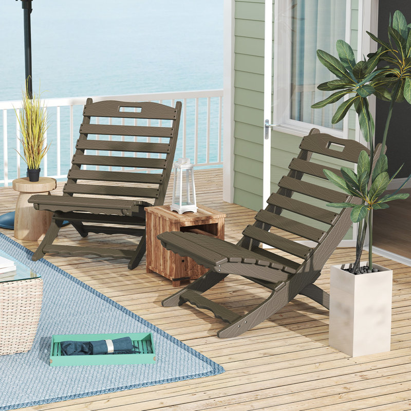 Ensemble de 2 chaises Adirondack pliantes pour l'extérieur (ensemble de 2), Bois