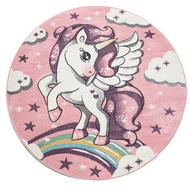 Gunnarr Machine Woven Pink/White Rug, Square 133cm, Gray
