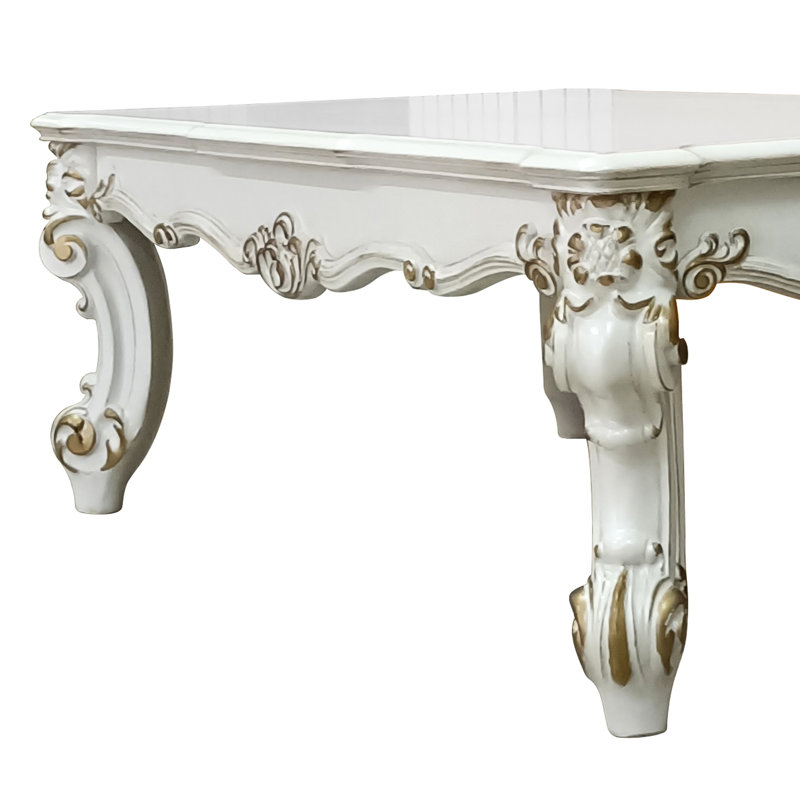 Table basse Elegant Antique Pearl avec pieds à volutes décoratifs