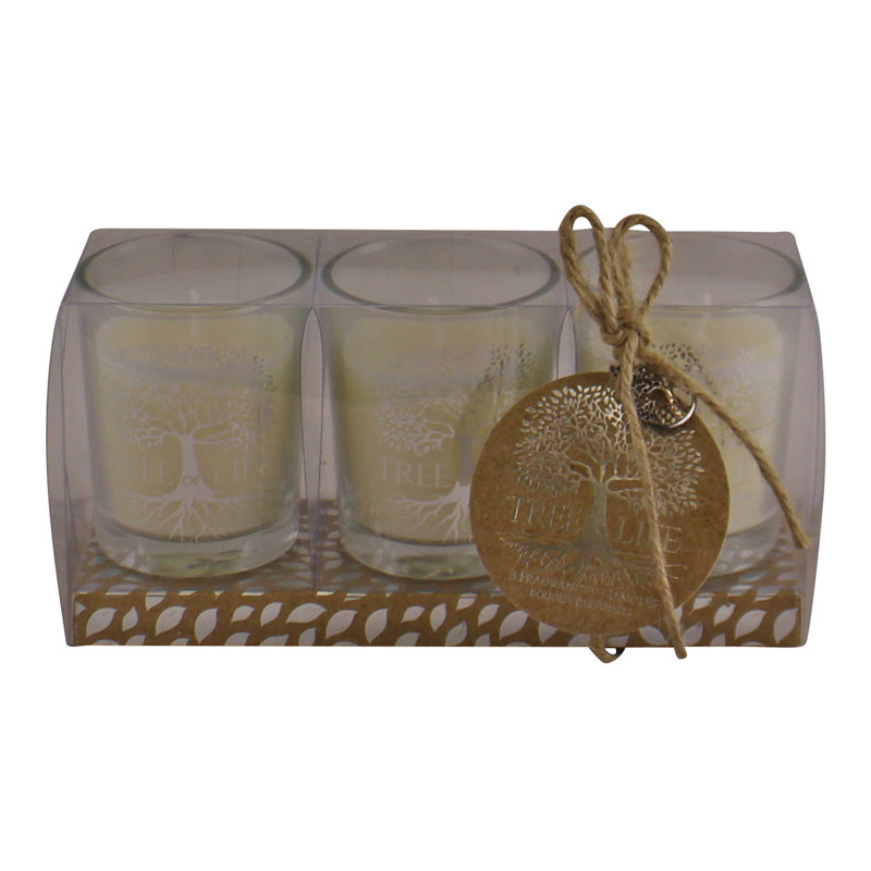 Sandalwood Scented Votive Candle with Glass Holder