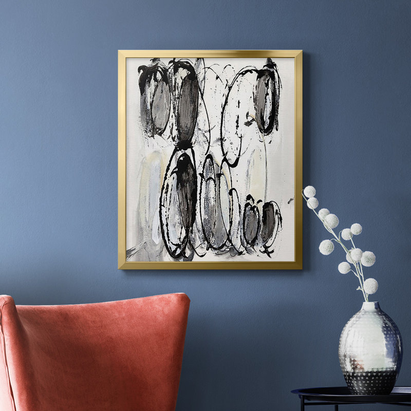 Toile encadrée grise de première qualité Grey Scribbles II, H 24 po x l 20 po, Or