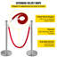 Ensemble de 8 chandeliers Silver Crowd Control, 35,4 po de hauteur, 201 pièces en acier inoxydable, barrière en velours, argent, base en béton robuste