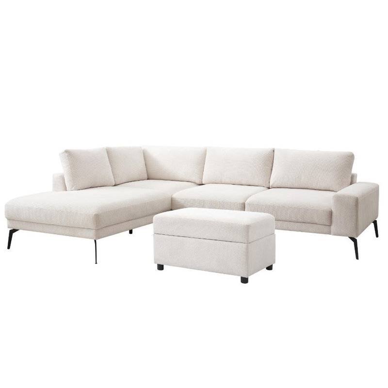 Derricka 5 Seater Sofa, Cream Linen Blend