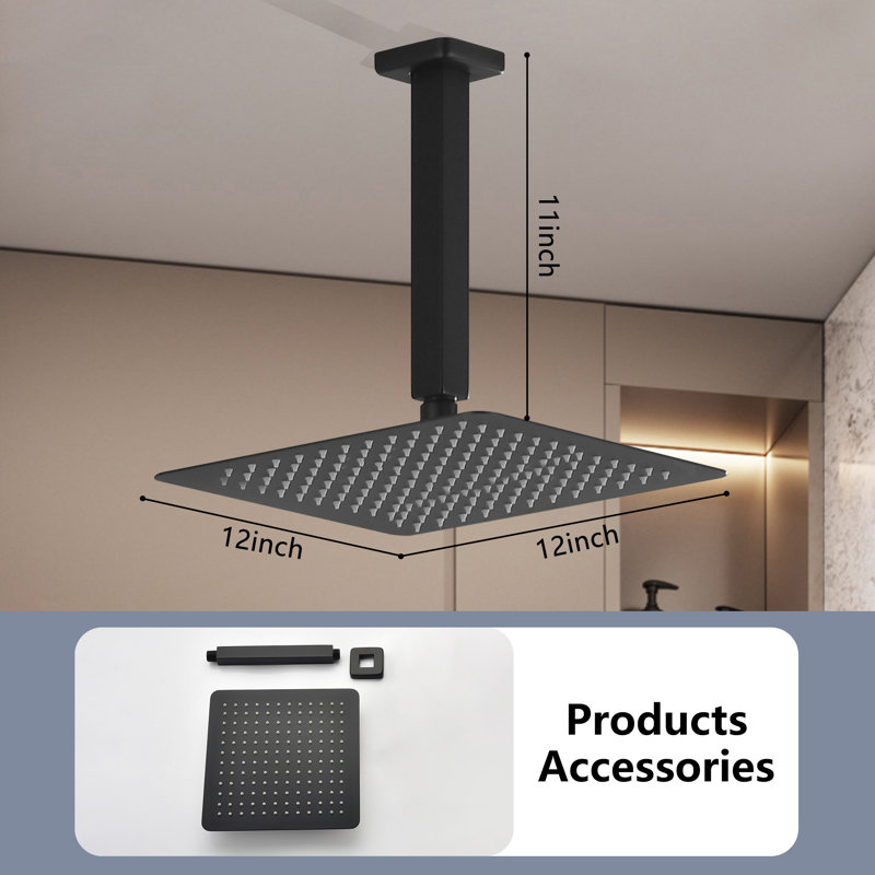 Rain Fixed Shower Head, Matte Black
