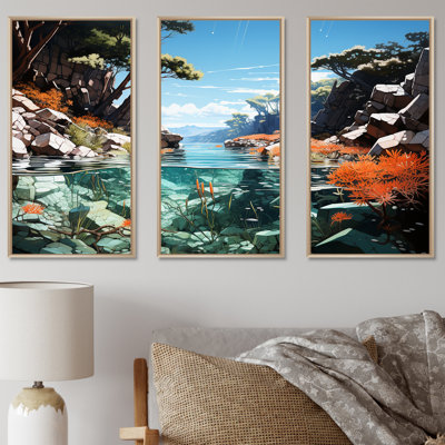 Coral And Anemone Territory - Coastal Coral Under Water Wall Art Print Set