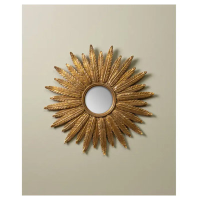Amersfort Convex Mirror with Golden Feather Framed Mirror