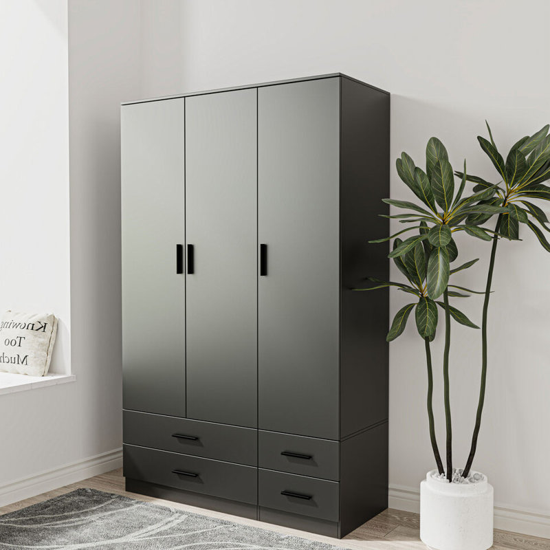 Retonia Manufactured Wood Wardrobe, Black