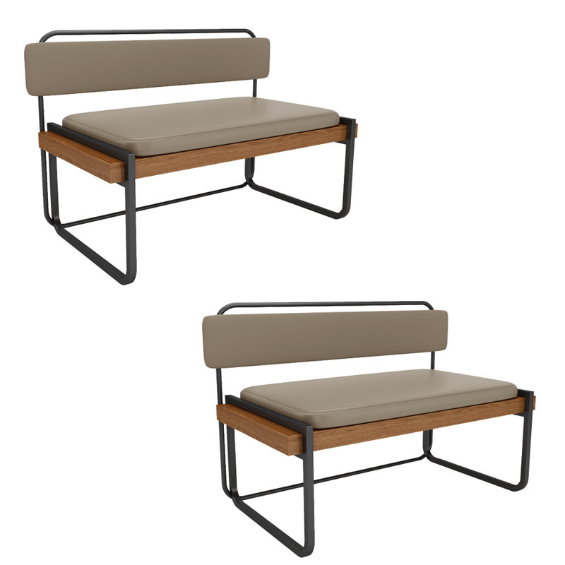 Banc rembourré en similicuir, Gris