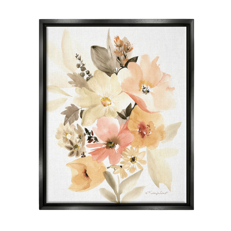 " Mixed Muted Bouquet ", Jet Black Floater Frame, 31" H x 25" W