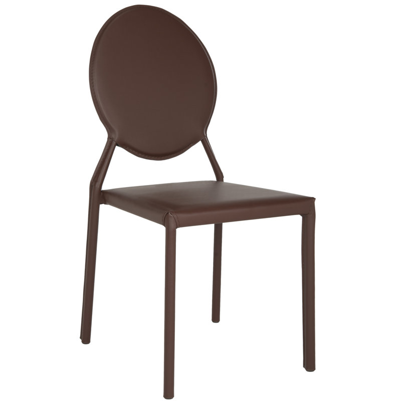 Oxon Hill 18.5'' H Faux Leather Upholstered Side Chair, Bonded Leather+Sponge - Brown