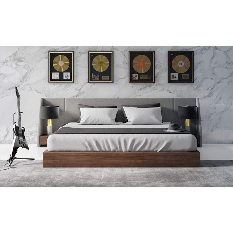 Easton Wingback Platform Bed with Integrated Nightstands, King