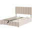 Lit plateforme beige avec rangement et système de stabilité pour chambre à coucher
