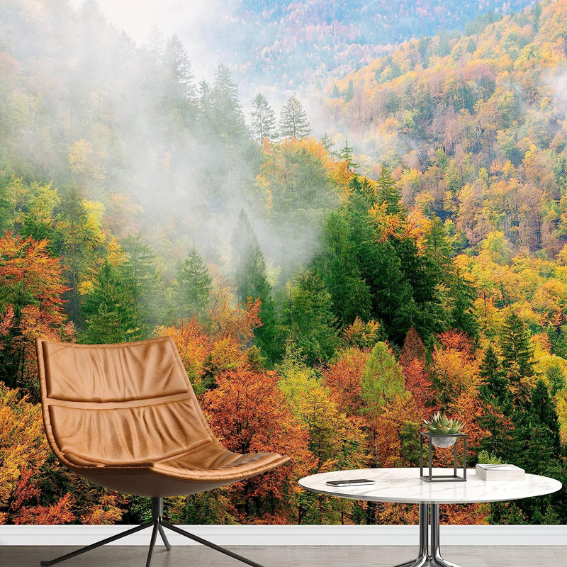 Aerial View Autumn Forest Tree, 66" L x 96" W