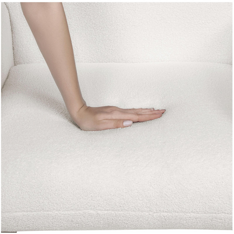 33.86'' Single Sofa and Toss Pillow, Solid Wood Frame 300 Lbs Capacity for Small Spaces, Beige Teddy 