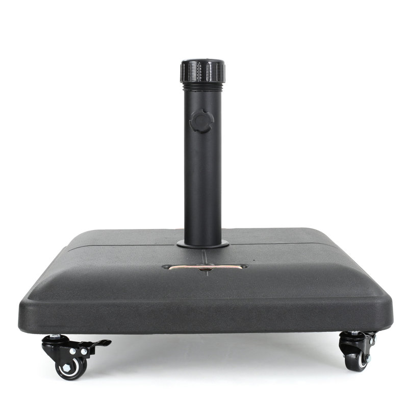Base de parasol en béton - Carré, noir, mât en acier inoxydable, compatible 11 pieds, support extérieur carré 19,69 po x 19,69 po x 3,15 po