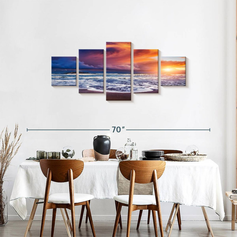 Heaven At Sunset sur toile, ensemble de 5 pièces, H 55 po x l 24 po x P 1,25 po