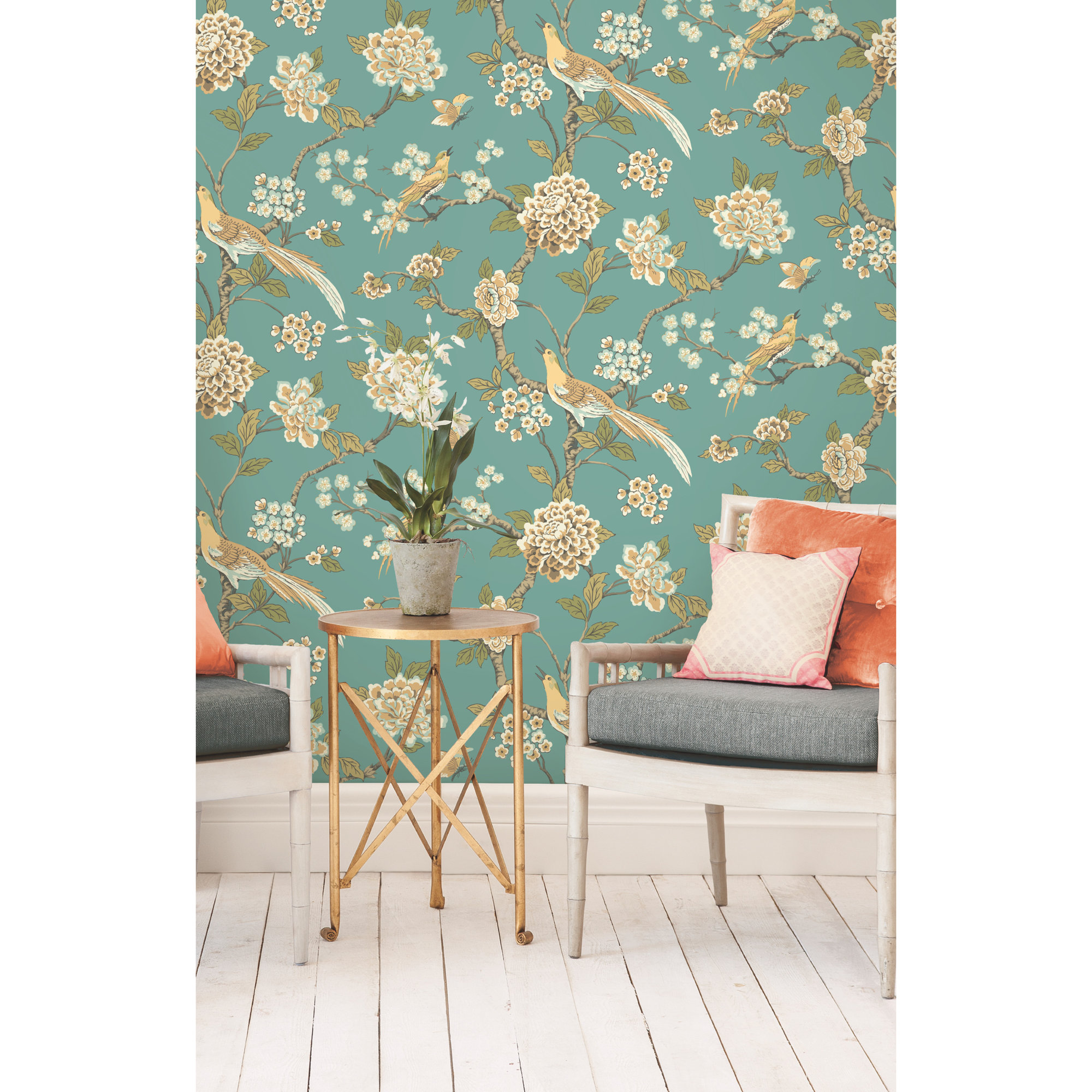 Ashford Toiles Wallpaper, Teal